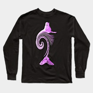 Curved Fish Purple Long Sleeve T-Shirt